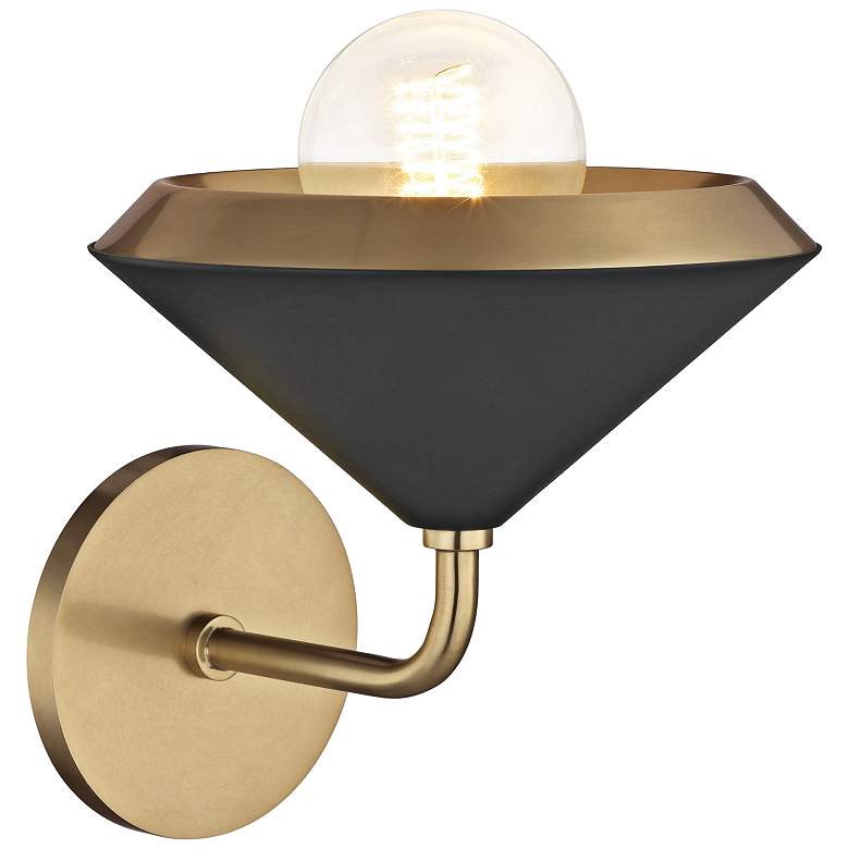 Image 4 Mitzi Marnie 10 1/2" High Aged Brass and Black Wall Sconce more views