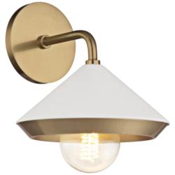 Mitzi Marnie 10 1/2&quot; High Aged Brass and White Wall Sconce