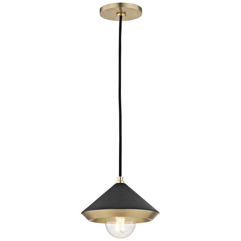 Image 2 Mitzi Marnie 8" Wide Modern Black and Aged Brass Mini Pendant