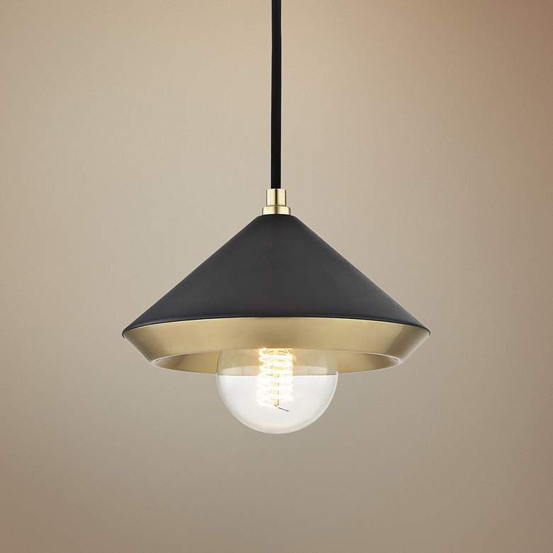 Image 1 Mitzi Marnie 8" Wide Modern Black and Aged Brass Mini Pendant