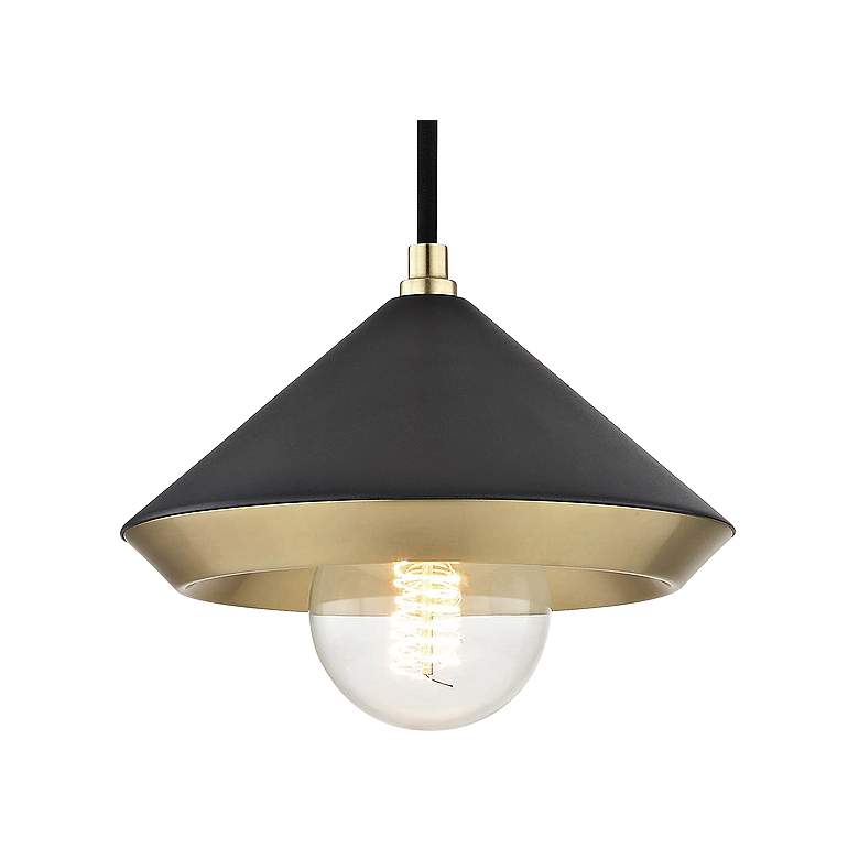 Image 3 Mitzi Marnie 8" Wide Modern Black and Aged Brass Mini Pendant more views