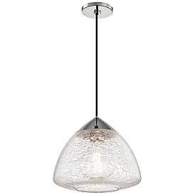 Image2 of Mitzi Maya 12" Wide Modern Polished Nickel Crackle Glass Mini Pendant