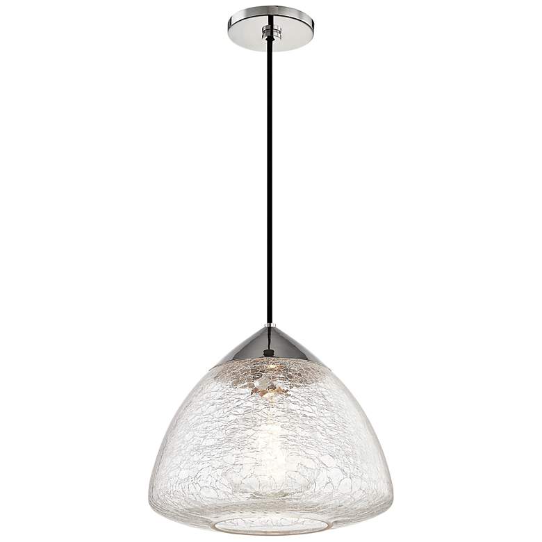 Image 2 Mitzi Maya 12" Wide Modern Polished Nickel Crackle Glass Mini Pendant