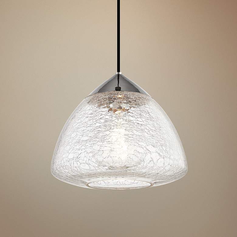 Image 1 Mitzi Maya 12" Wide Modern Polished Nickel Crackle Glass Mini Pendant
