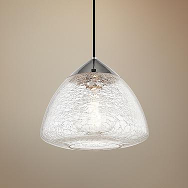 Mitzi Maya 12" Wide Modern Polished Nickel Crackle Glass Mini Pendant