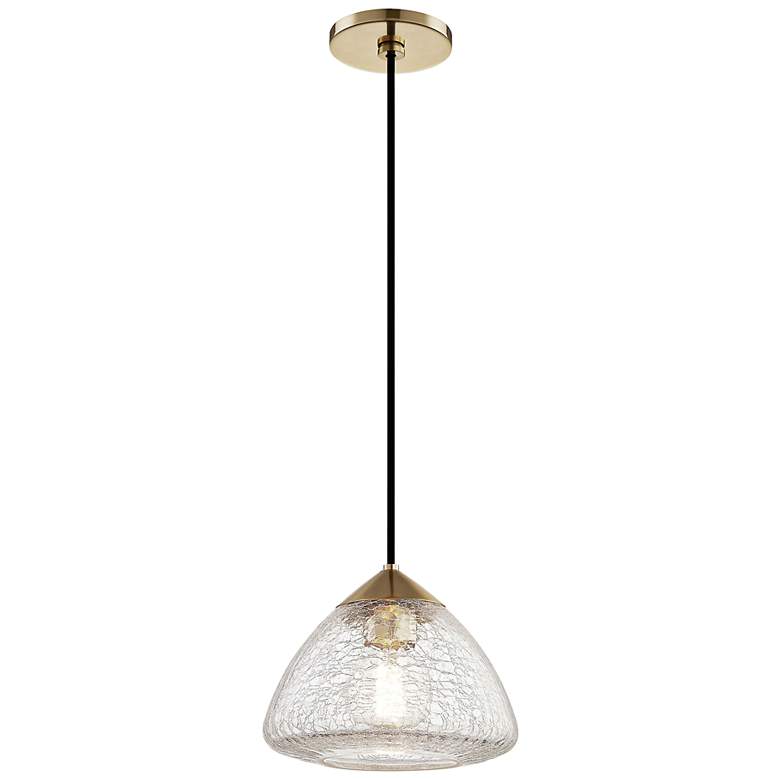 Image 2 Mitzi Maya 9" Wide Modern Aged Brass Crackle Glass Mini Pendant
