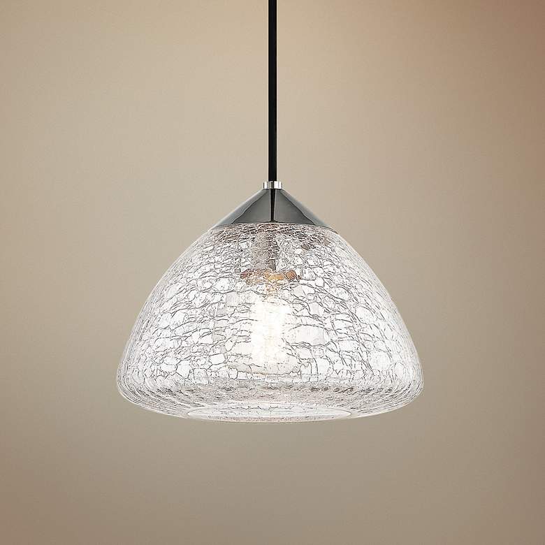 Image 1 Mitzi Maya 9" Wide Modern Polished Nickel Crackle Glass Mini Pendant