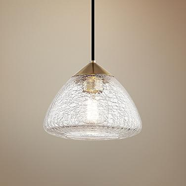 Mitzi Maya 9" Wide Modern Aged Brass Crackle Glass Mini Pendant