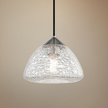 Mitzi Maya 9" Wide Modern Polished Nickel Crackle Glass Mini Pendant