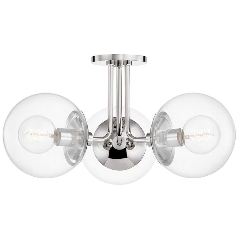 Image 1 Mitzi Meadow 20 1/4"W Polished Nickel 3-Light Ceiling Light