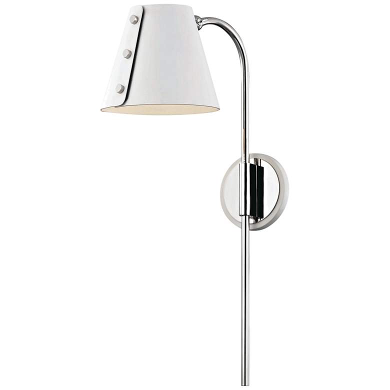 Image 1 Mitzi Meta Polished Nickel and White LED Swing Arm Wall Lamp
