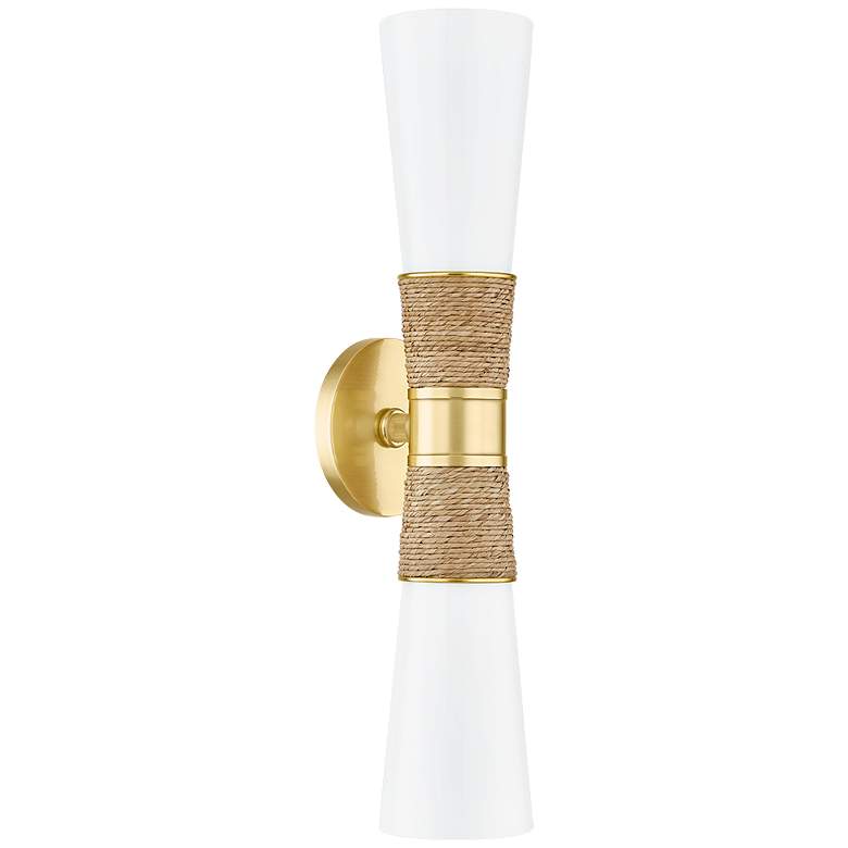 Image 1 Mitzi Mica 20 1/4" High Aged Brass 2-Light Wall Sconce