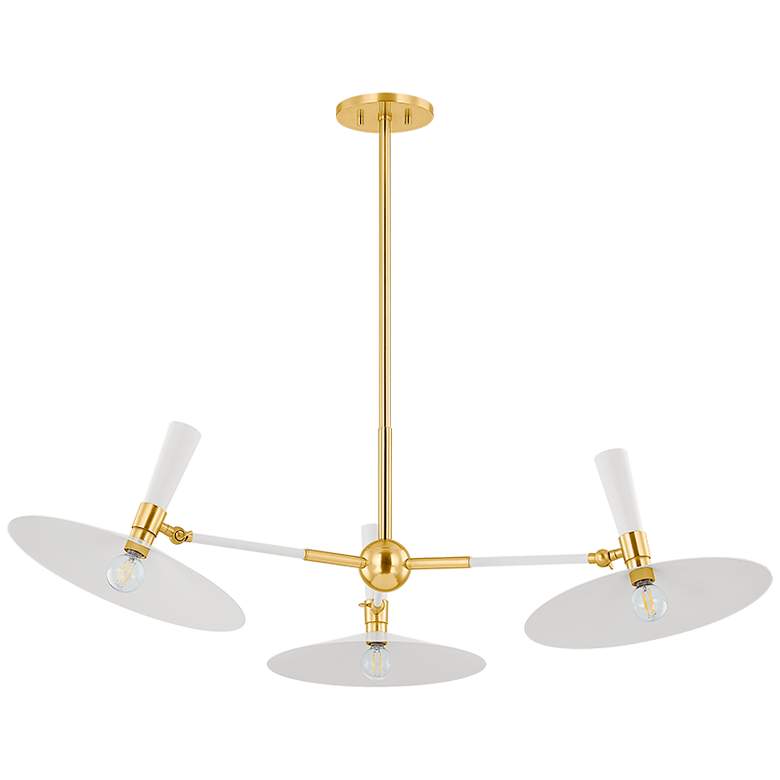 Image 1 Mitzi Milena Tali Roth 42" 3-Light Modern Brass and Cream Chandelier