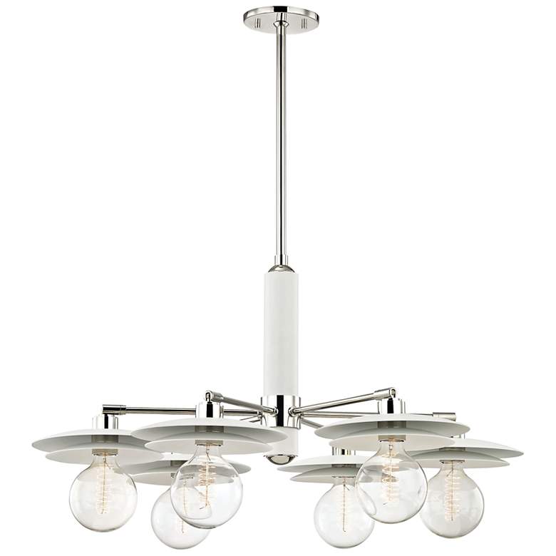 Image 1 Mitzi Milla 36" Wide Polished Nickel 6-Light Chandelier