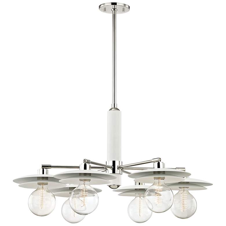 Image 1 Mitzi Milla 36 inch Wide Polished Nickel 6-Light Chandelier