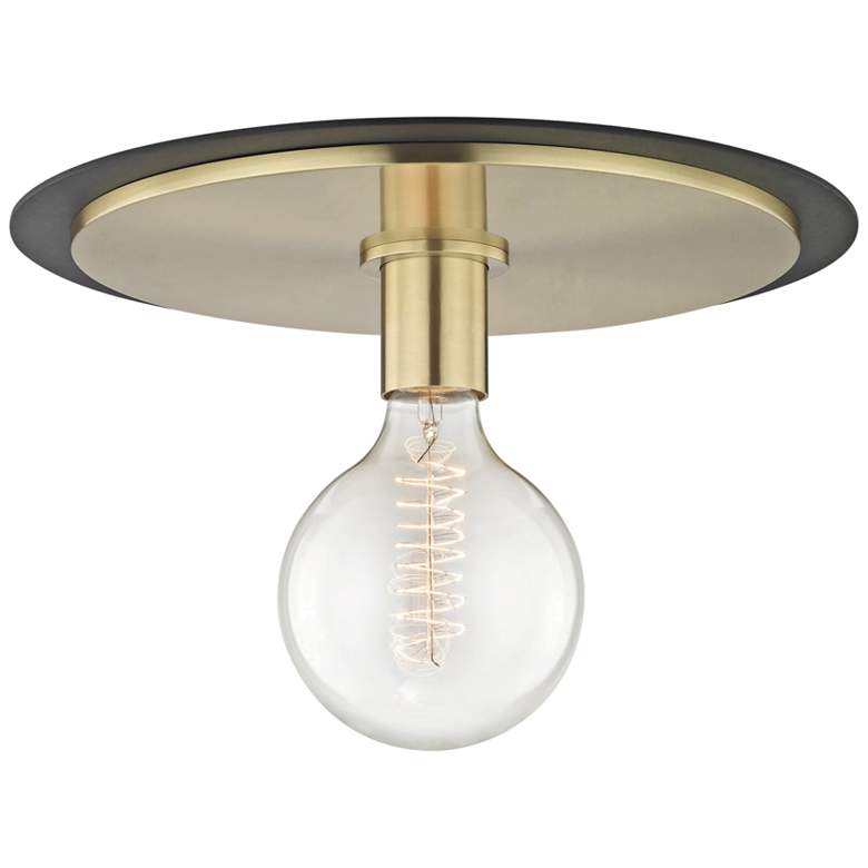 Mitzi Milo 14&quot; Wide Aged Brass and Black Ceiling Light