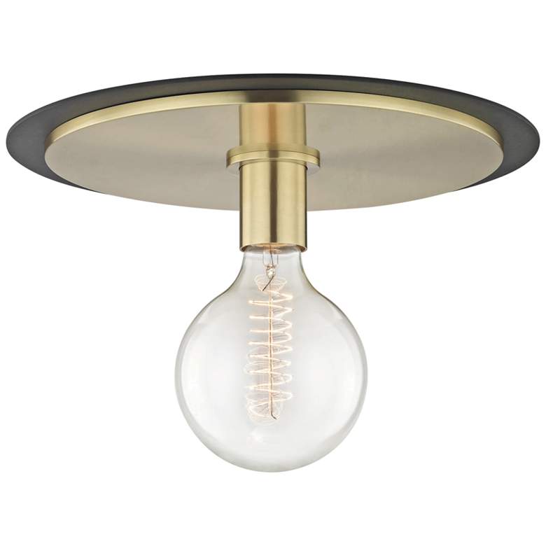 Image 1 Mitzi Milo 14 inch Wide Aged Brass and Black Ceiling Light