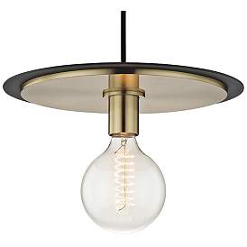 Image3 of Mitzi Milo 14" Wide Aged Brass and Black Pendant Light more views