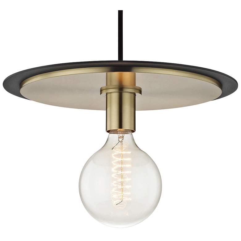 Image 3 Mitzi Milo 14" Wide Aged Brass and Black Pendant Light more views