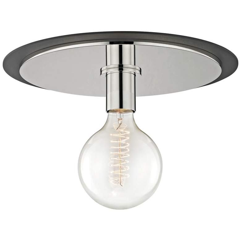 Image 1 Mitzi Milo 14 inch Wide Polished Nickel and Black Ceiling Light