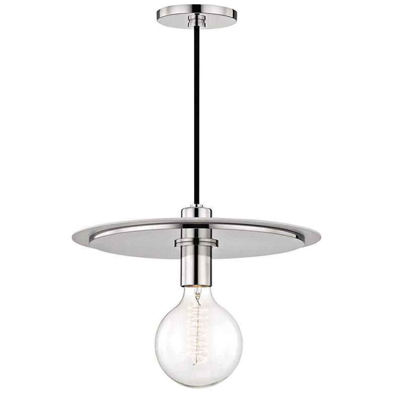 Image 1 Mitzi Milo 14 inch Wide Polished Nickel and White Pendant Light