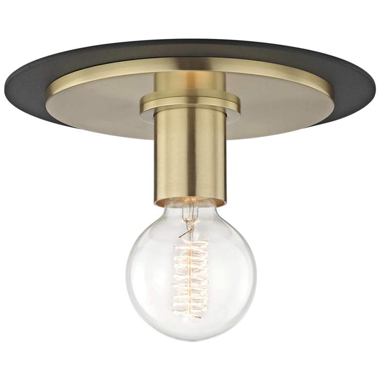 Image 2 Mitzi Milo 9 inch Wide Aged Brass and Black Ceiling Light