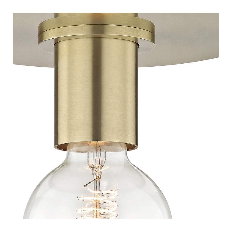 Mitzi Milo 9&quot; Wide Aged Brass and White Ceiling Light more views