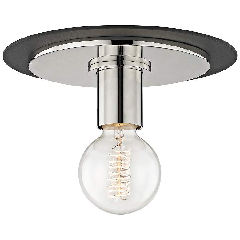 Mitzi Milo 9&quot; Wide Polished Nickel and Black Ceiling Light