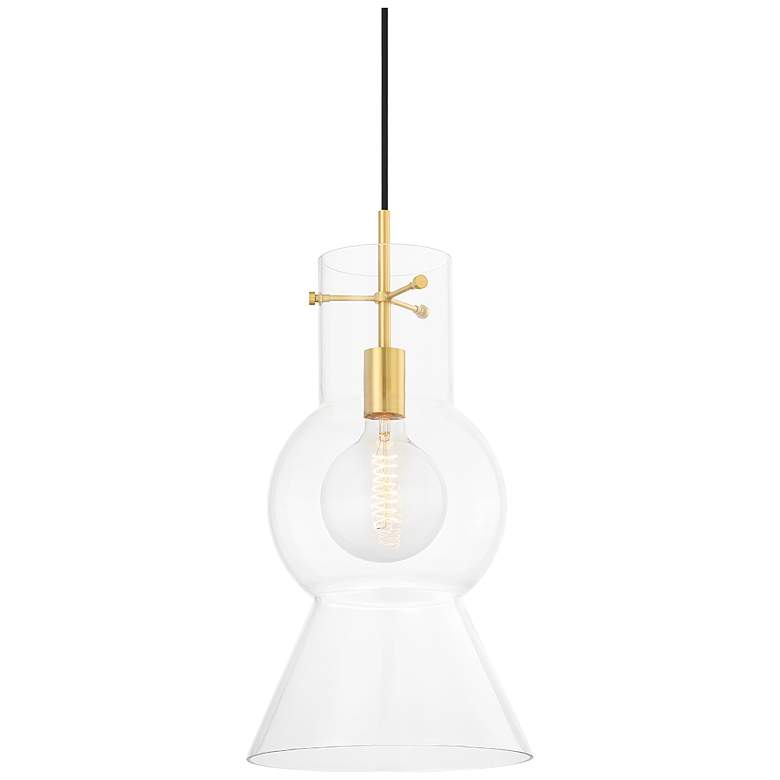 Image 1 Mitzi Mirabel 11" Wide Aged Brass Modern Clear Glass Pendant Light
