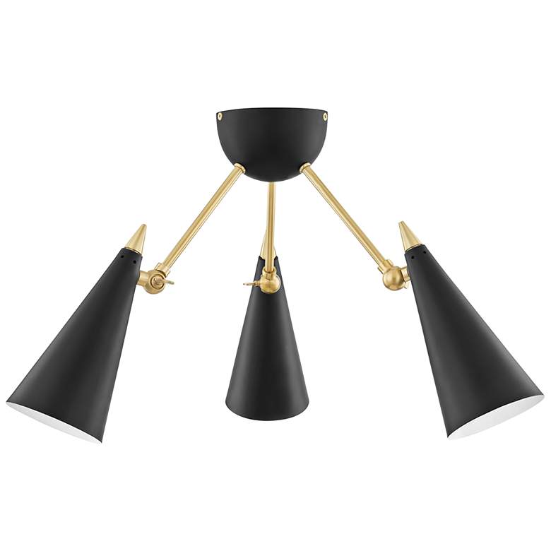 Image 2 Mitzi Moxie 18" Wide 3-Light Gold and Brass Modern LED Ceiling Light