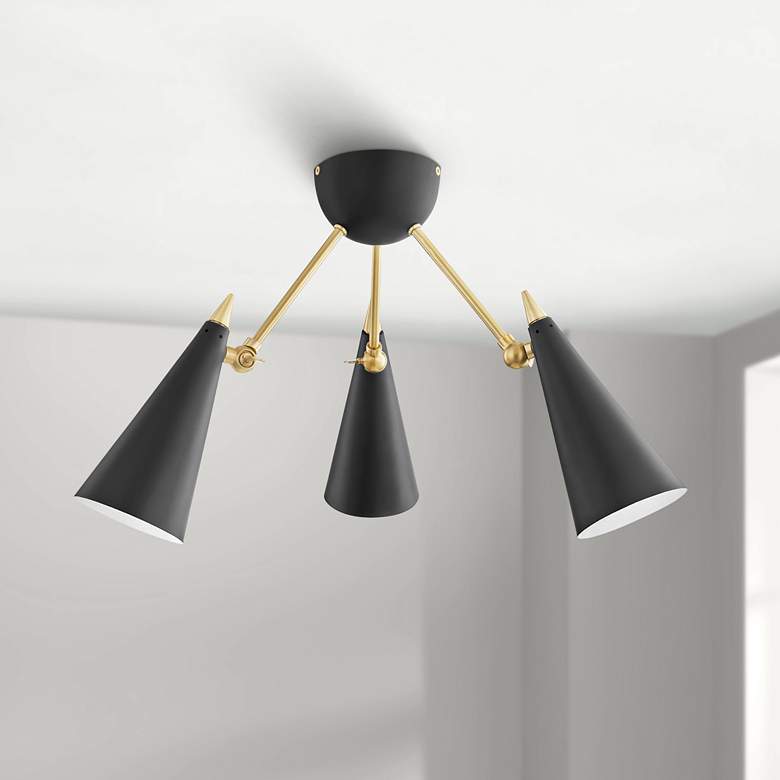 Image 1 Mitzi Moxie 18" Wide 3-Light Gold and Brass Modern LED Ceiling Light