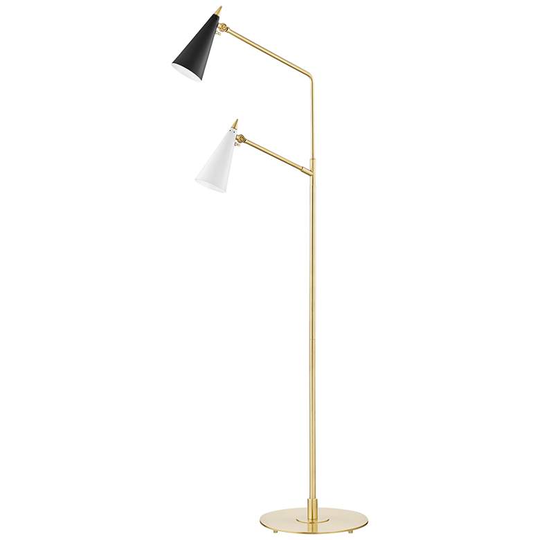 Image 1 Mitzi Moxie Aged Brass Metal 2-Light LED Floor Lamp
