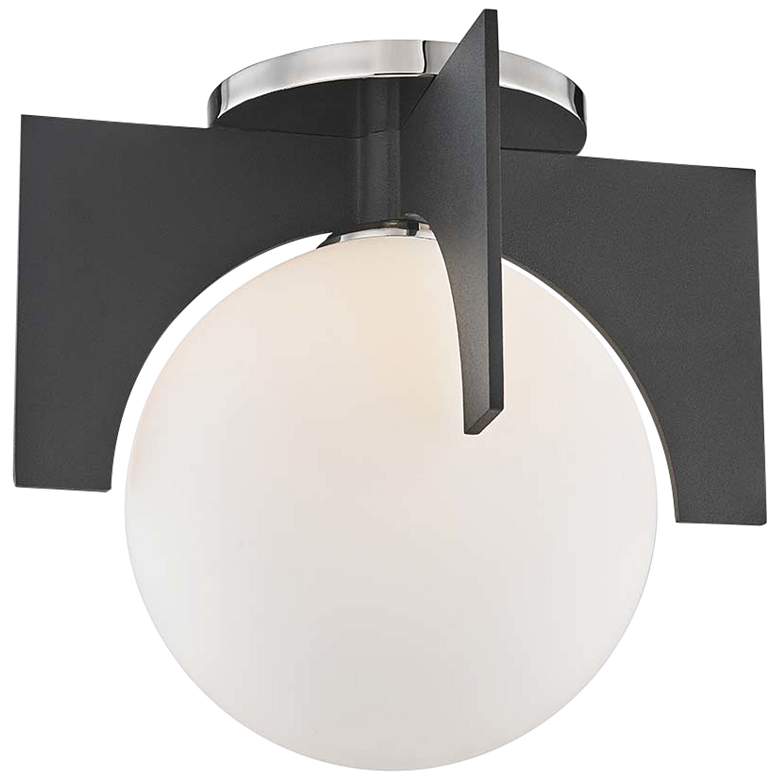 Image 1 Mitzi Nadia 11 inch Wide Polished Nickel and Black Ceiling Light