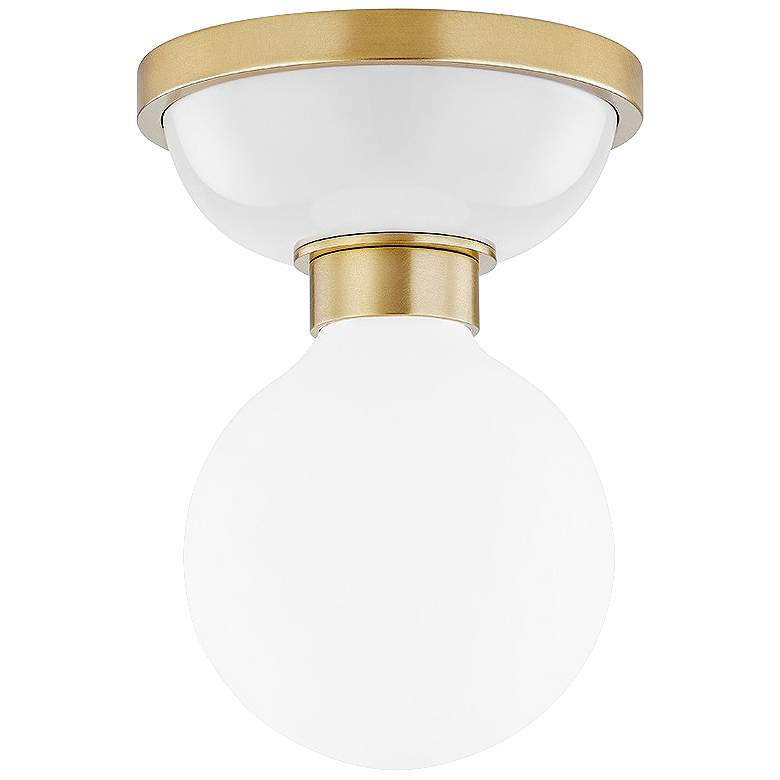 Image 1 Mitzi Nina 5 3/4"W Aged Brass Dove Gray LED Ceiling Light