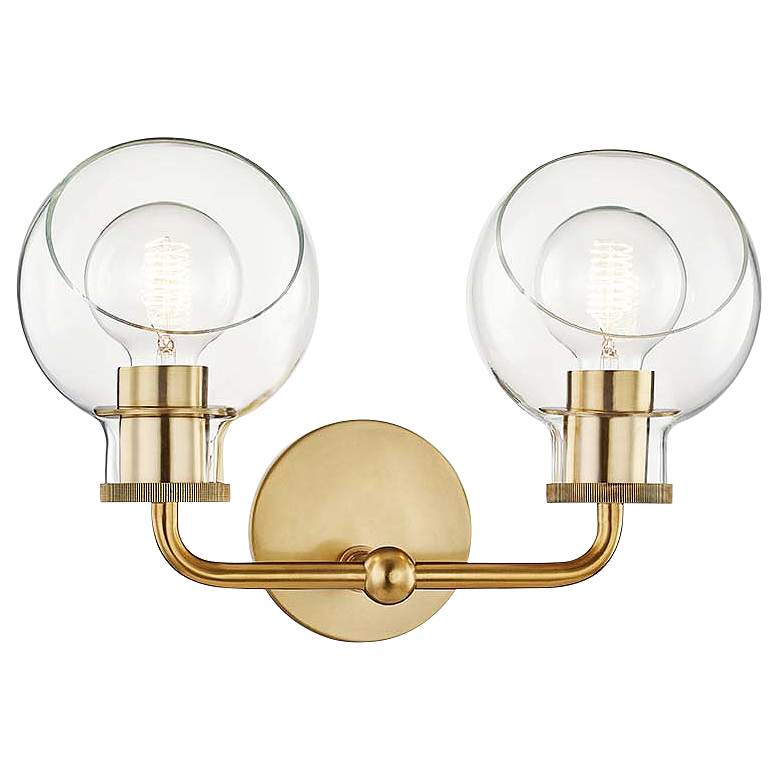 Image 1 Mitzi Noelle 10 1/4 inch High 2-Light Aged Brass Wall Sconce