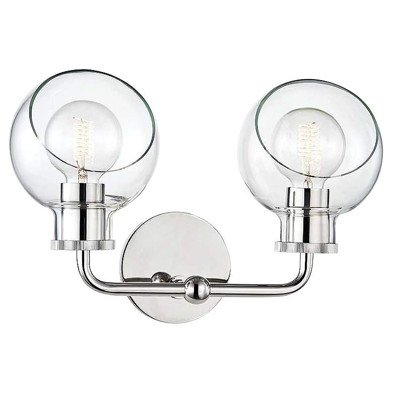 Image 1 Mitzi Noelle 10 1/4"H 2-Light Polished Nickel Wall Sconce