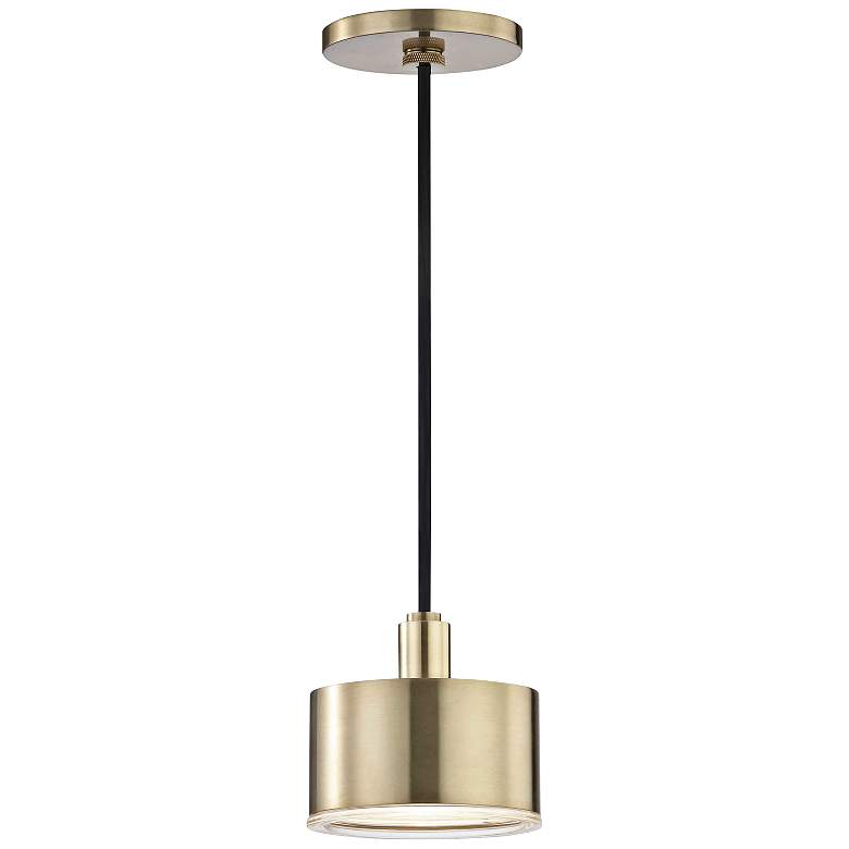 Image 2 Mitzi Nora 5 1/4 inch Wide Aged Brass LED Mini Pendant