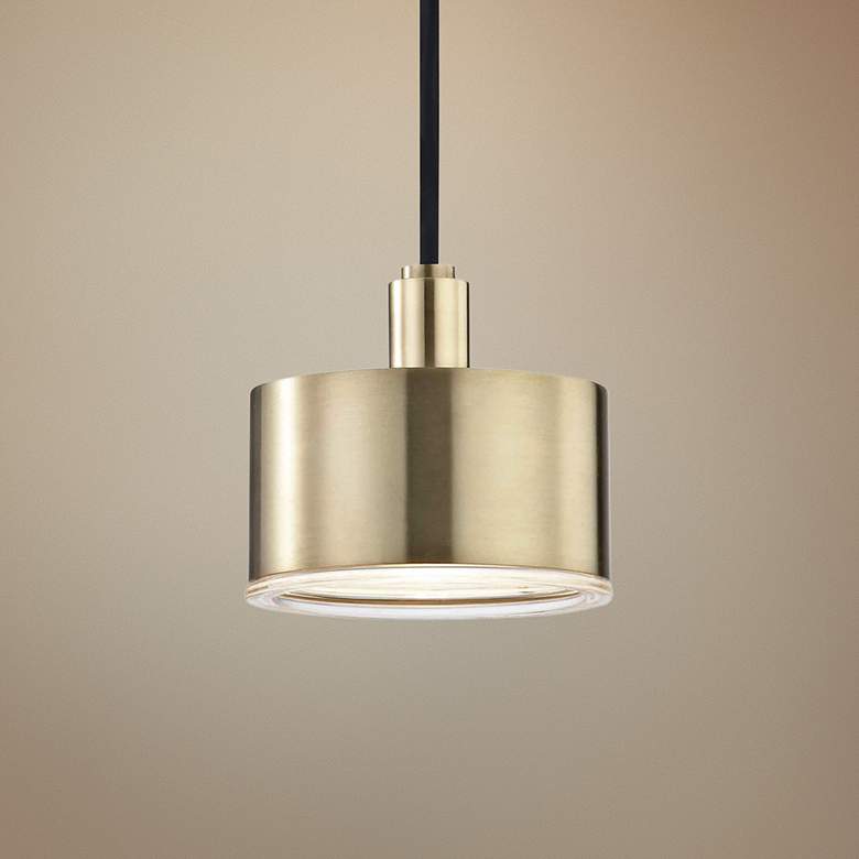 Image 1 Mitzi Nora 5 1/4 inch Wide Aged Brass LED Mini Pendant