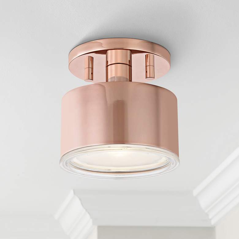 Image 1 Mitzi Nora 5 1/4 inch Wide Polished Copper LED Ceiling Light