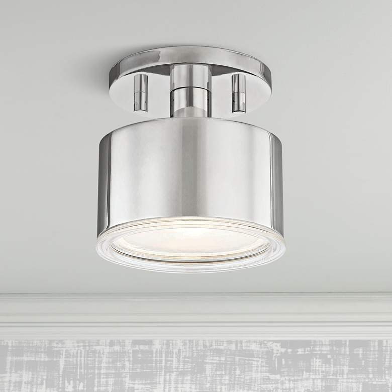 Image 1 Mitzi Nora 5 1/4" Wide Polished Nickel LED Ceiling Light