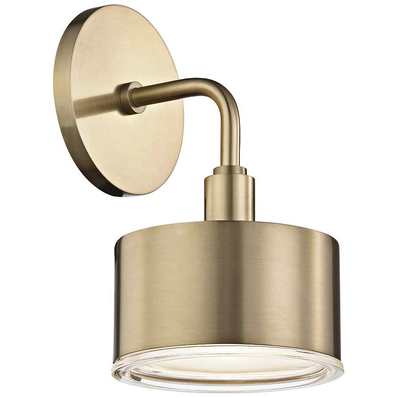 Image 1 Mitzi Nora 9" High Aged Brass LED Wall Sconce