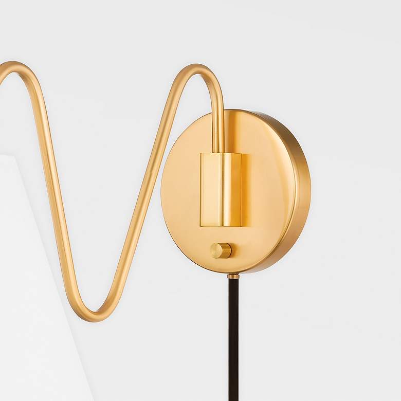 Image 4 Mitzi Onda 13" High Contemporary Aged Brass Wall Sconce more views