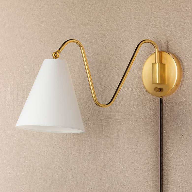 Image 5 Mitzi Onda 13" High Contemporary Aged Brass Wall Sconce more views