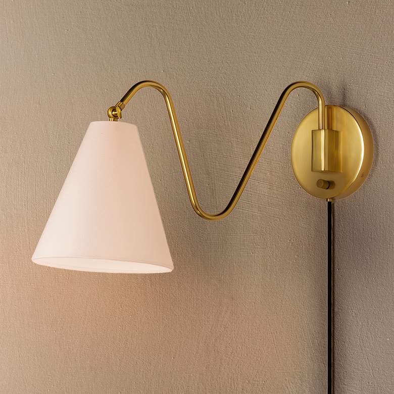 Image 6 Mitzi Onda 13" High Contemporary Aged Brass Wall Sconce more views