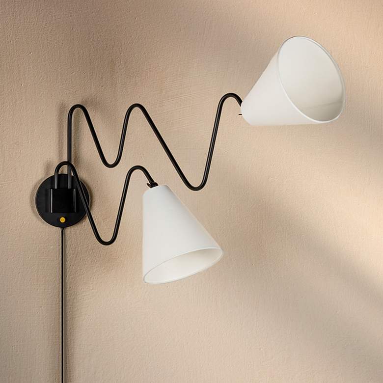 Image 1 Mitzi Onda 20 1/2" High Soft Black 2-Light Modern Wall Sconce
