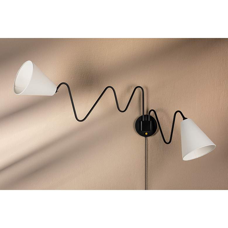 Image 6 Mitzi Onda 20 1/2" High Soft Black 2-Light Modern Wall Sconce more views