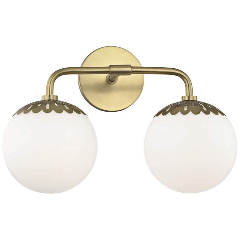 Image 2 Mitzi Paige 10 1/2 inch High Aged Brass 2-Light Wall Sconce