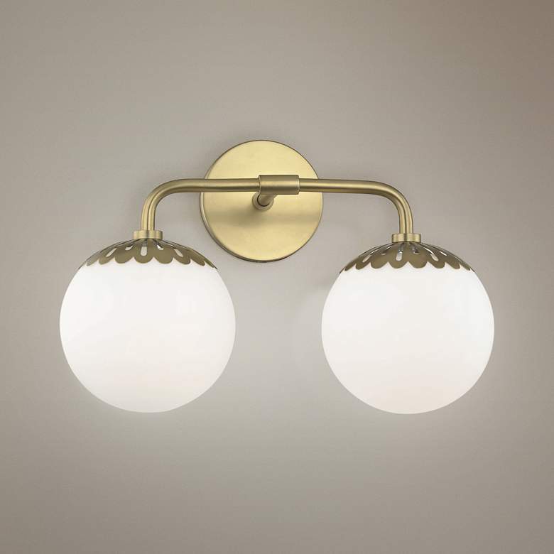 Image 1 Mitzi Paige 10 1/2 inch High Aged Brass 2-Light Wall Sconce