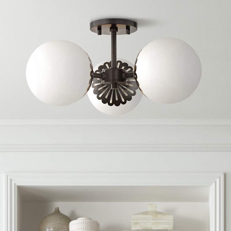 Image 1 Mitzi Paige 17 1/2" Wide Old Bronze 3-Light Ceiling Light