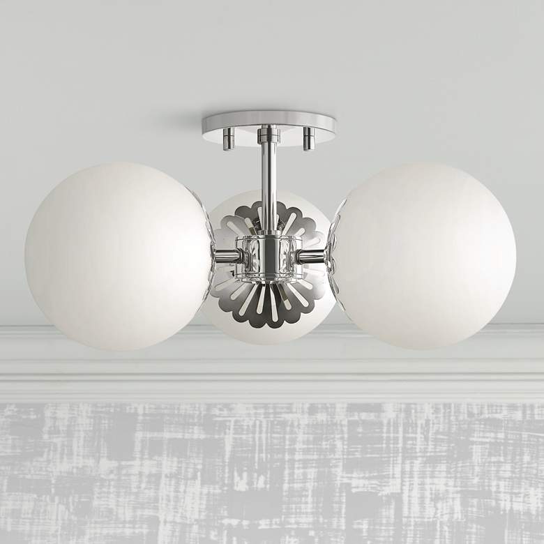 Image 1 Mitzi Paige 17 1/2"W Polished Nickel 3-Light Ceiling Light